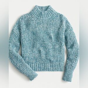 J. Crew Marled donegal mockneck sweater in blue